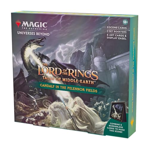 Magic: The Gathering Der Herr der Ringe: Geschichten aus Mittelerde Szenenbox – Gandalf auf den Feldern des Pelennor (6 Szenenkarten, 6 Artwork-Karten, 3 Set Booster + Aufsteller) (Englische Version)