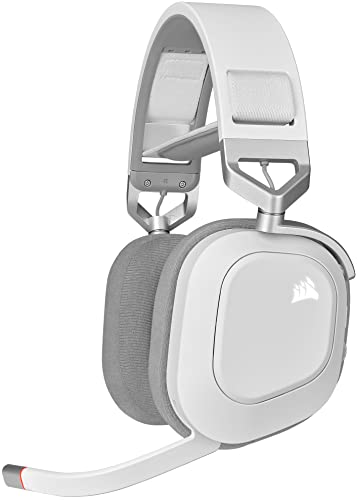 Corsair HS80 RGB WIRELESS Premium-Gaming-Headset mit Dolby Atmos Audio (Omnidirektionales Mikrofon, 60ft Reichweite, Bis zu 20 Stunden Akkulaufzeit, PS5/PS4 Wireless-Kompatibilität) Weiß