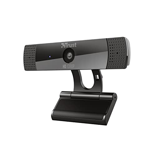 Trust Gaming GXT 1160 Vero Webcam Full HD 1080p 30 FPS mit Mikrofon für PC, Videokamera für Videoanrufe, Konferenzen, Hangouts, Skype, Teams, Zoom, Computer, Laptop, Streaming - Schwarz