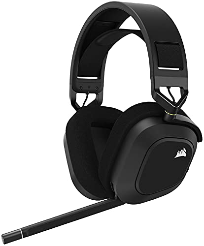 Corsair HS80 RGB WIRELESS Premium-Gaming-Headset mit Dolby Atmos Audio (Omnidirektionales Mikrofon, 60ft Reichweite, Bis zu 20 Stunden Akkulaufzeit, PS5/PS4 Wireless-Kompatibilität) Carbon