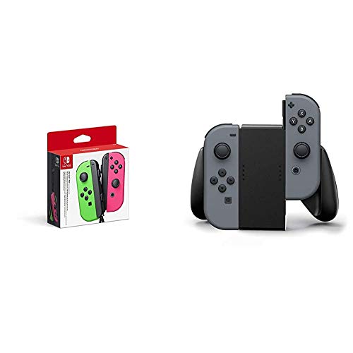 Joy-Con 2er-Set Neon-Grün/Neon-Pink & PowerA Nintendo Switch Joy-Con Comfort Grip (Schwarz)