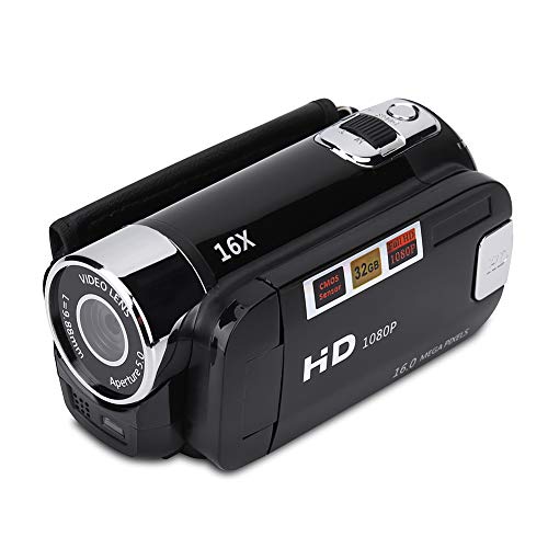 Socobeta Digitaler Camcorder Videokamera Camcorder 16x HD 32g Externe Speicherkarte 270° Drehung(Schwarz)