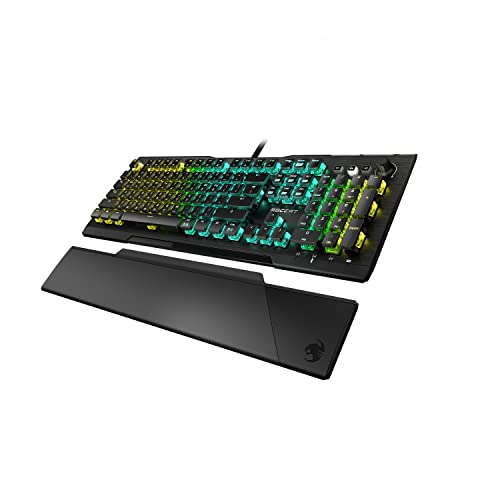Roccat Vulcan Pro - Optische RGB Gaming Tastatur, AIMO LED Einzeltastenbeleuchtung, Titan Switch Optical Tactile, Aluminiumoberfläche, Multimedia-Tasten, Handballenauflage, schwarz