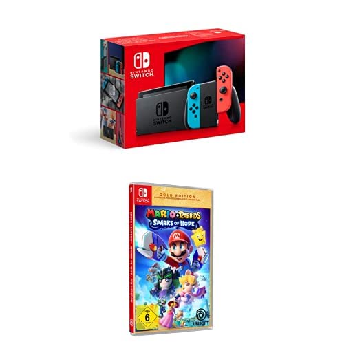 Nintendo Switch Konsole - Neon-Rot/Neon-Blau + Mario + Rabbids Sparks of Hope Gold - [Nintendo Switch]