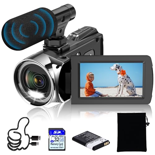 Windancy 4K Videokamera Camcorder Ultra HD 1080P Vlogging Kamera für YouTube,18X Digitalzoom 3' IPS 270°Drehbarer Bildschirm Kamera Recorder mit Mikrofon