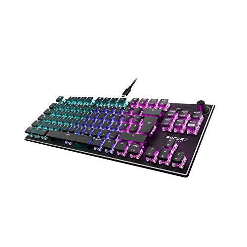 Roccat Vulcan TKL - Kompakte Mechanische RGB Gaming Tastatur, AIMO LED Einzeltastenbeleuchtung, Titan Linear Switches, Aluminiumoberfläche, Multimediarad