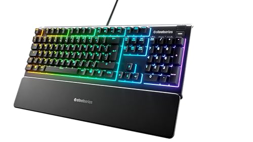 SteelSeries Apex 3 - Gaming Tastatur - 10-Zonen RGB-Beleuchtung - Premium magnetische Handballenauflage - Deutsches (QWERTZ) Layout