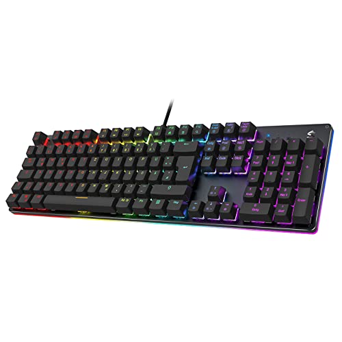 Black Shark Mechanische Gaming Tastatur RGB-Beleuchtung, QWERTZ Deutsches Layout, Blauen Schaltern, Anti-Ghosting 105 Tasten, Metall Platte, Voll Programmierbare Gaming Tastatur, für PC Gamers