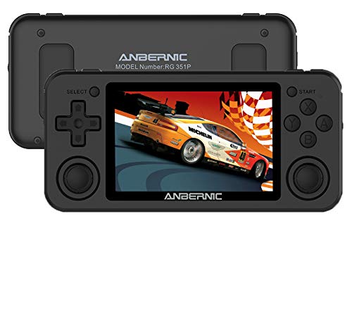 Anbernic RG351P Handheld Spielkonsole, Retro Spielekonsole mit 64G TF Card 2500 Spiele, Open Source Linux-System Portable Spielkonsole Kompatibel mit PSP/PS1/NDS, Retro Konsole 3.5 Zoll IPS(Schwarz)