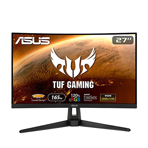 ASUS TUF Gaming VG27WQ1B | 27 Zoll WQHD Curved Monitor | 165 Hz, 1ms MPRT, FreeSync Premium, HDR 10 | VA Panel, 16:9, 2560x1440, DisplayPort, HDMI