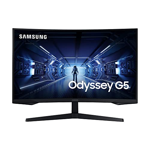 Samsung Odyssey G5 Curved WQHD Gaming Monitor C27G53T, 27 Zoll, VA-Panel, WQHD-Auflösung, HDR10, AMD FreeSync Premium, Reaktionszeit 1ms, Krümmung 1000R, Bildwiederholrate 144 Hz, Schwarz