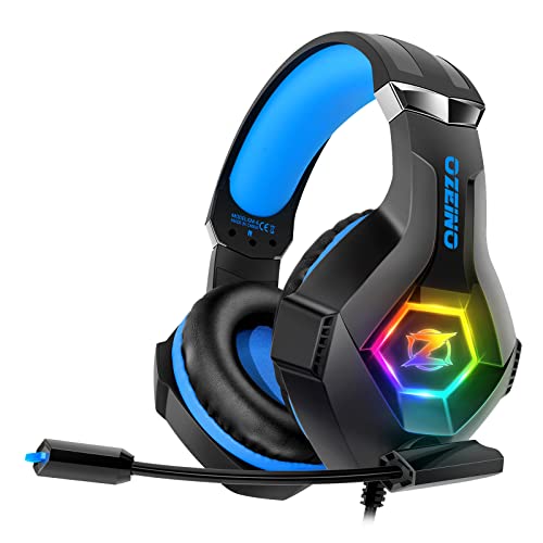 Ozeino Gaming Headset for PS4 PS5 PC,PS4 Headset with Microphone 3D Surround Sound Headphones Noise Cancelling RGB Lights