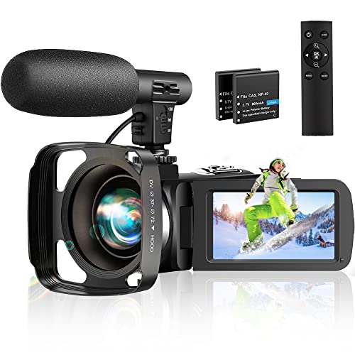 DESERTI BRANDS Videokamera Camcorder 4K 56MP WiFi IR Nachtsicht Videokamera Full HD 3,0'' IPS-Touchscreen 18X Digitalzoom Vlogging Kamera für YouTube mit Mikrofon, 2 Batterien