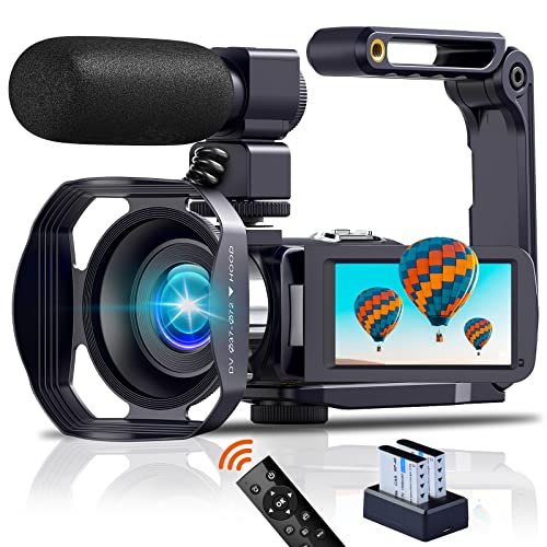 Videokamera 4K 60FPS 48MP 18X Camcorder 3,0' HD Touchscreen für YouTube IR Nachtsicht Vlogging Kamera mit Batterien und Fernbedienung