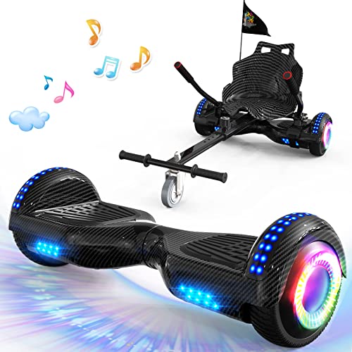 GeekMe 6.5' Hoverboards mit Sitz,Hoverboards und Kart für Kinder,Hoverboards mit Bluetooth-Lautsprecher,Schöne LED-Leuchten,Geschenk für Kinder