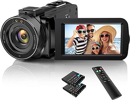 Videokamera Camcorder 1080P 30FPS 36MP Vlogging Kamera Recorder für YouTube, Digital Camcorder mit IR Nachtsicht 3.0 '' IPS-Bildschirm 16X Digital Zoom, Digitalkamera mit Fernbedienung, 2 Batterien