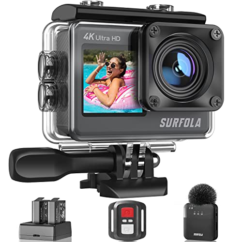 Action Cam 4K 60FPS - 24MP Unterwasserkamera, WiFi, 40M Wasserdichte Kamera, 170° Einstellbarer Weitwinkel, EIS Helmkamera, Dual-Screen-Camcorder mit kabellosem Mikrofon und 2 aufladbaren Batterien