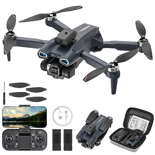 Drohne mit Kamera 1080P, GuKKK Mini Drohne mit 2 Kameras HD, Aktiven Hindernisvermeidung Drone Kamera Elektrisch Verstellbarer mit 2 Batterien, RC Drones WiFi FPV Übertragung Quadcopter für Anfänger