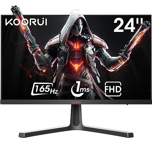 KOORUI Monitor 24 Zoll, Full-HD Gaming Monitor PC Bildschirm VA 1ms 165Hz Monitor, DCI-P3 85%, AdaptiveSync Technologie, 2 x HDMI, DisplayPort, Einstellbare Neigung, Schwarz