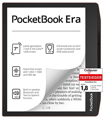 PocketBook e-Book Reader Era (64 GB Speicher, 17.8 cm (7 Zoll) E-Ink Carta 1200 Touchscreen, SMARTlight Hintergrundbeleuchtung, Wi-Fi, Bluetooth) Sunset Copper